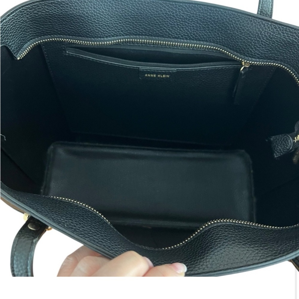 Anne Klein Black Pebbled Tote Bag - Picture 8 of 12